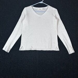 INHABIT Women's Linen Cashmere Blend V Neck Sweater Pullover Size P
